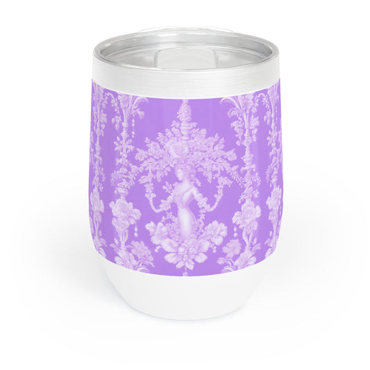 Chill Wine Tumbler, Pearl Lady Toile / Purple