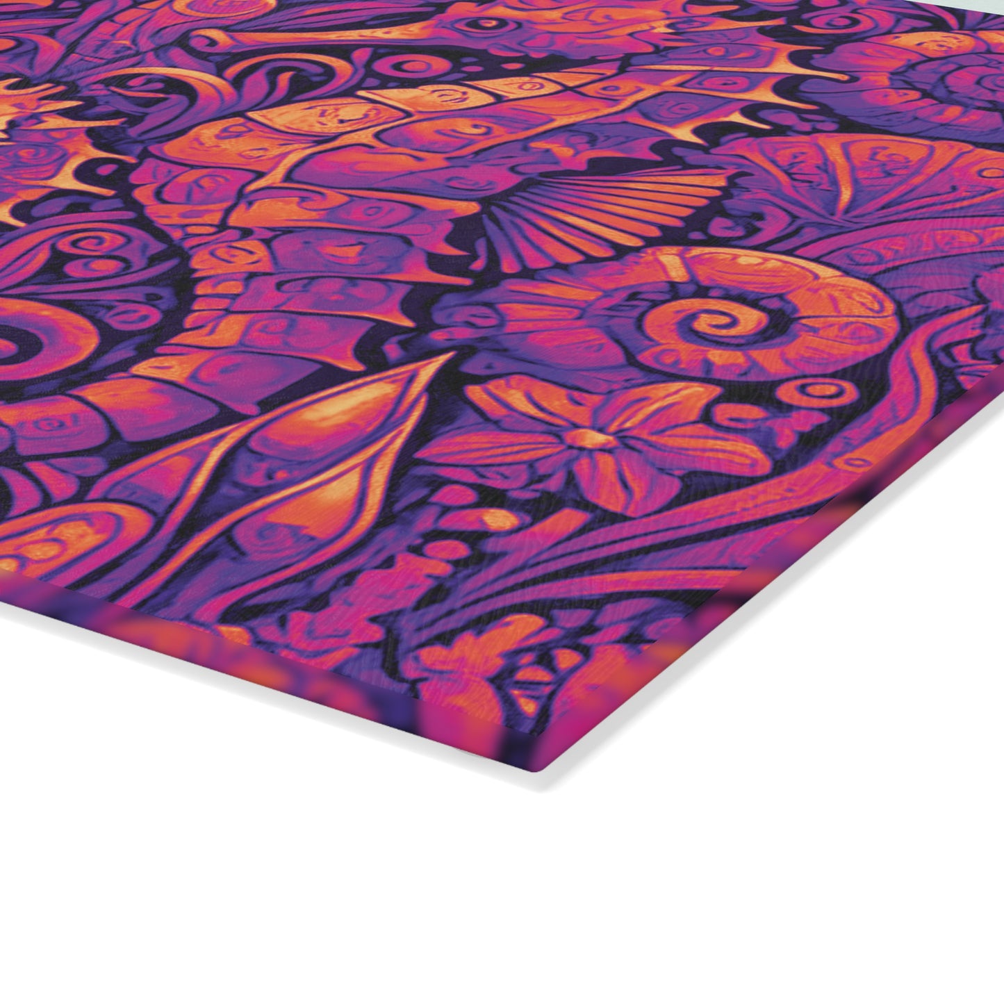 Glass Cutting Board, 2 sizes - Seahorses Heatwave