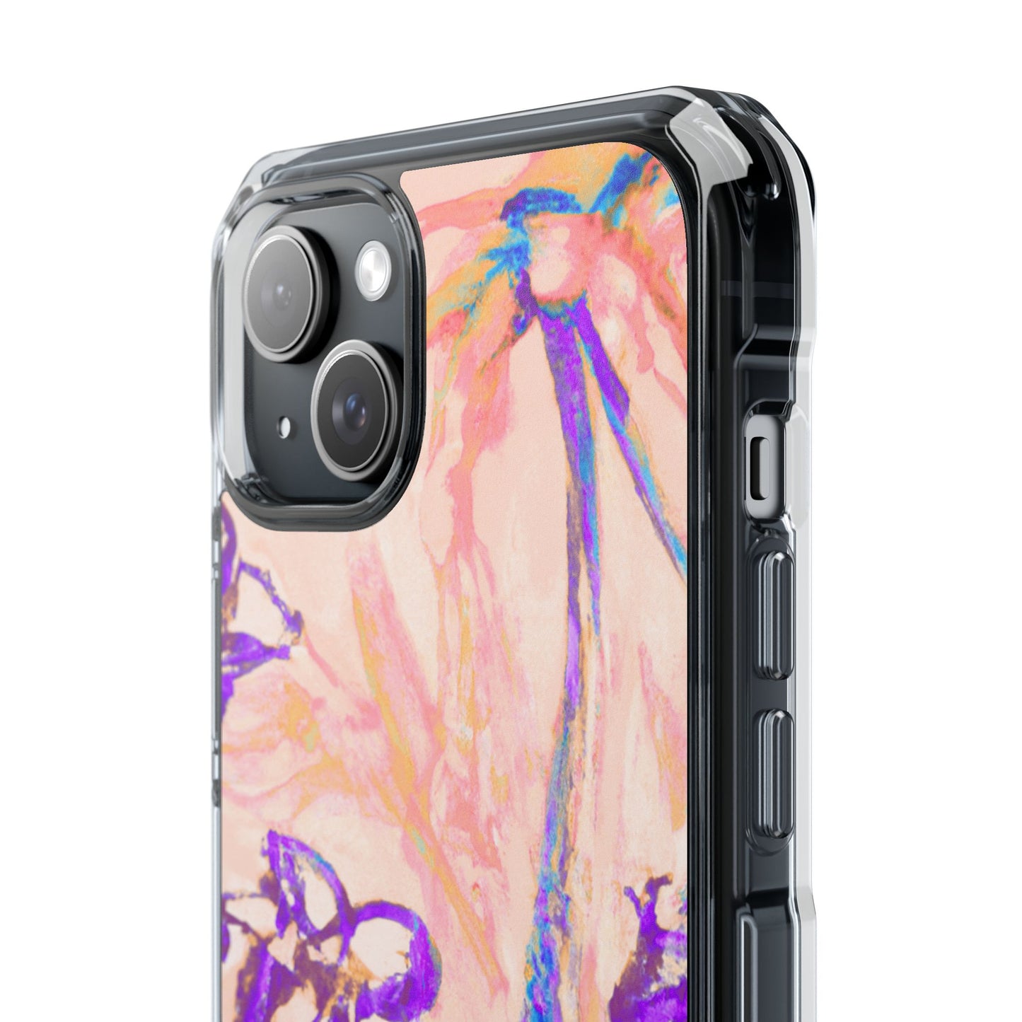 Tropical Doodles/Peach Magnetic Clear Phone Case, Many Models