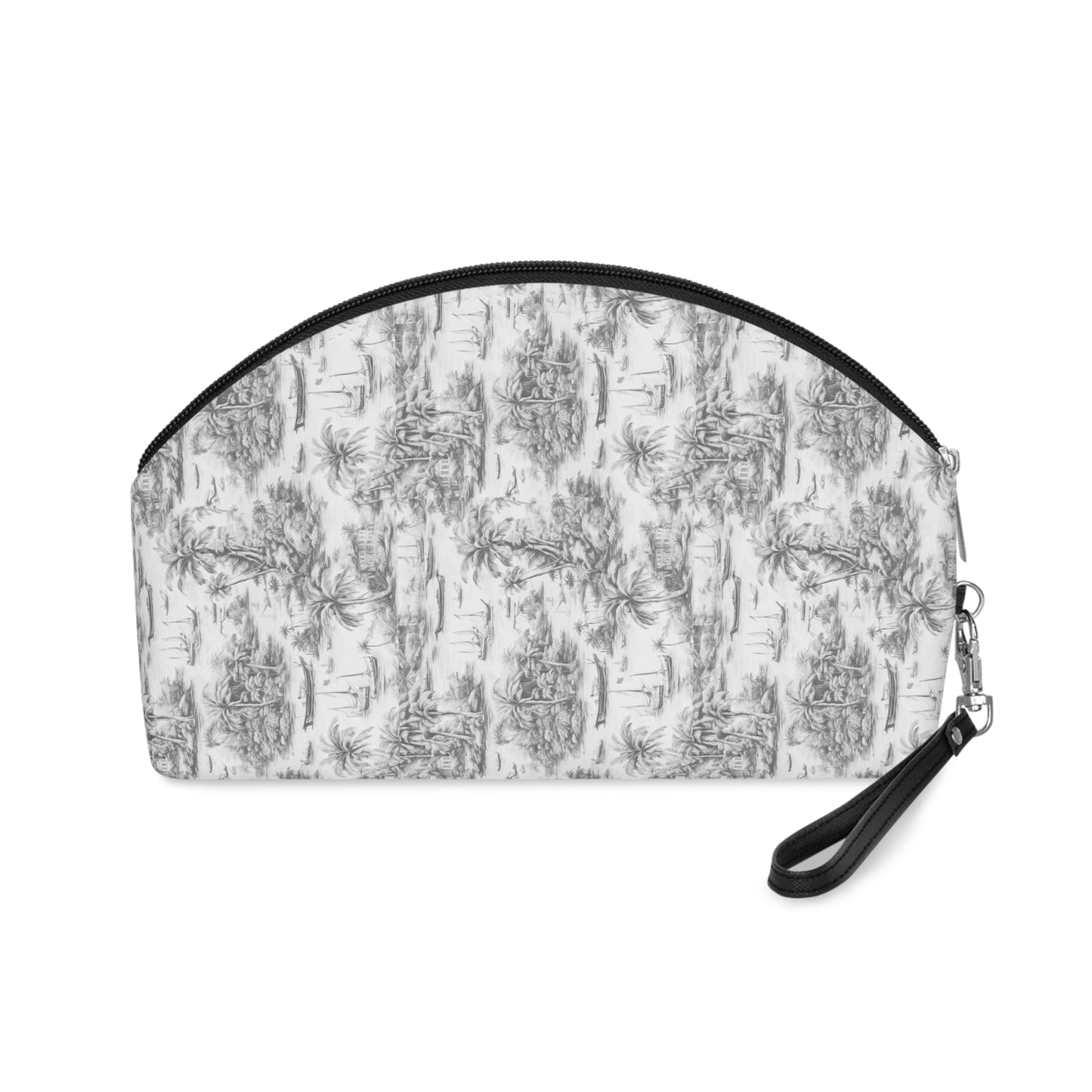 Makeup Bag - Tropical Toile #1, soft black