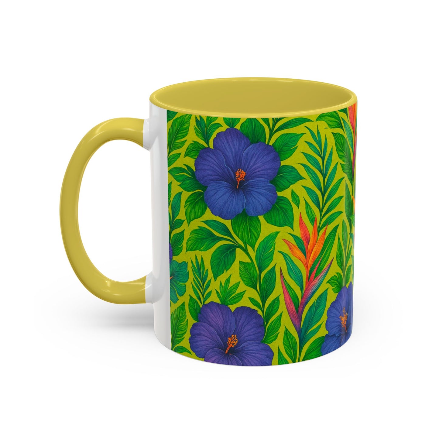 Vibrant Floral Coffee Mug - 11oz & 15oz / Midnight Flower Lime