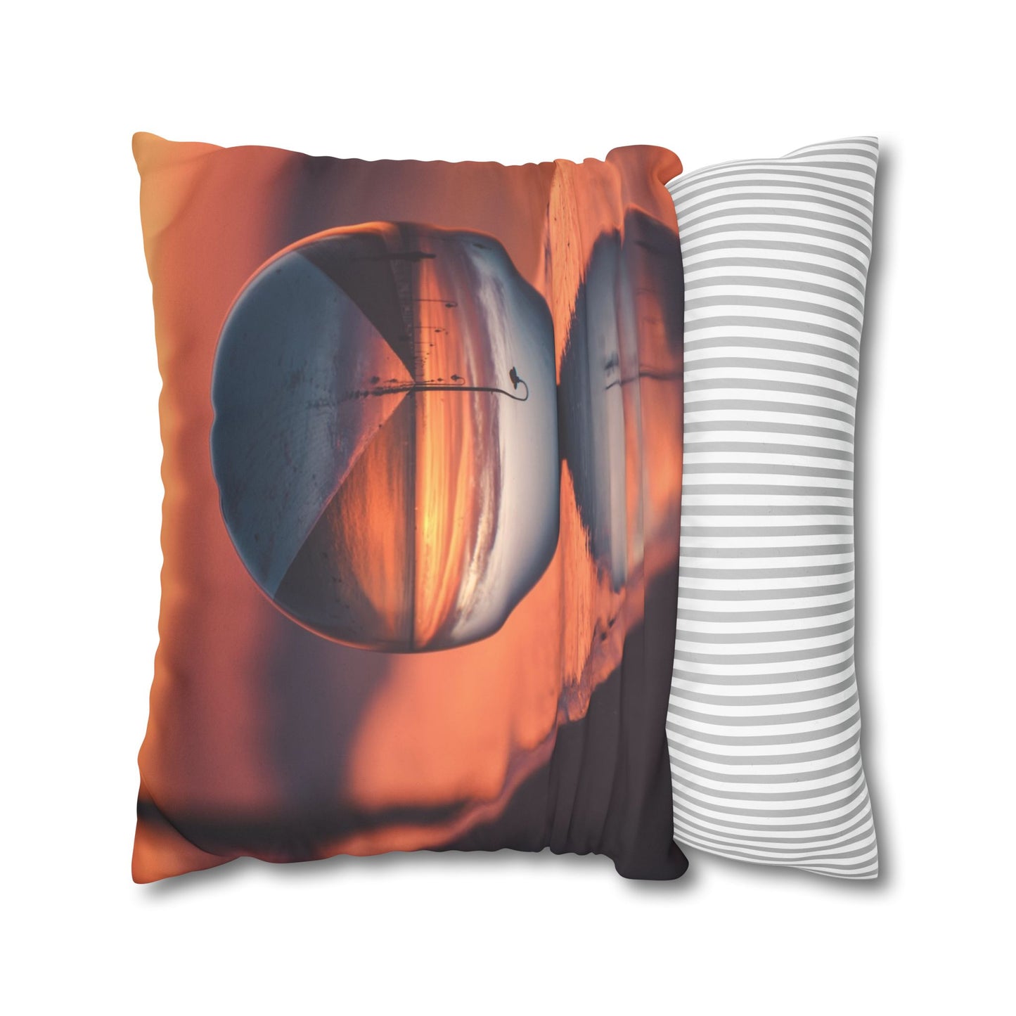 Faux Suede Square Pillowcase - Crystal Ball at Sunset Pier