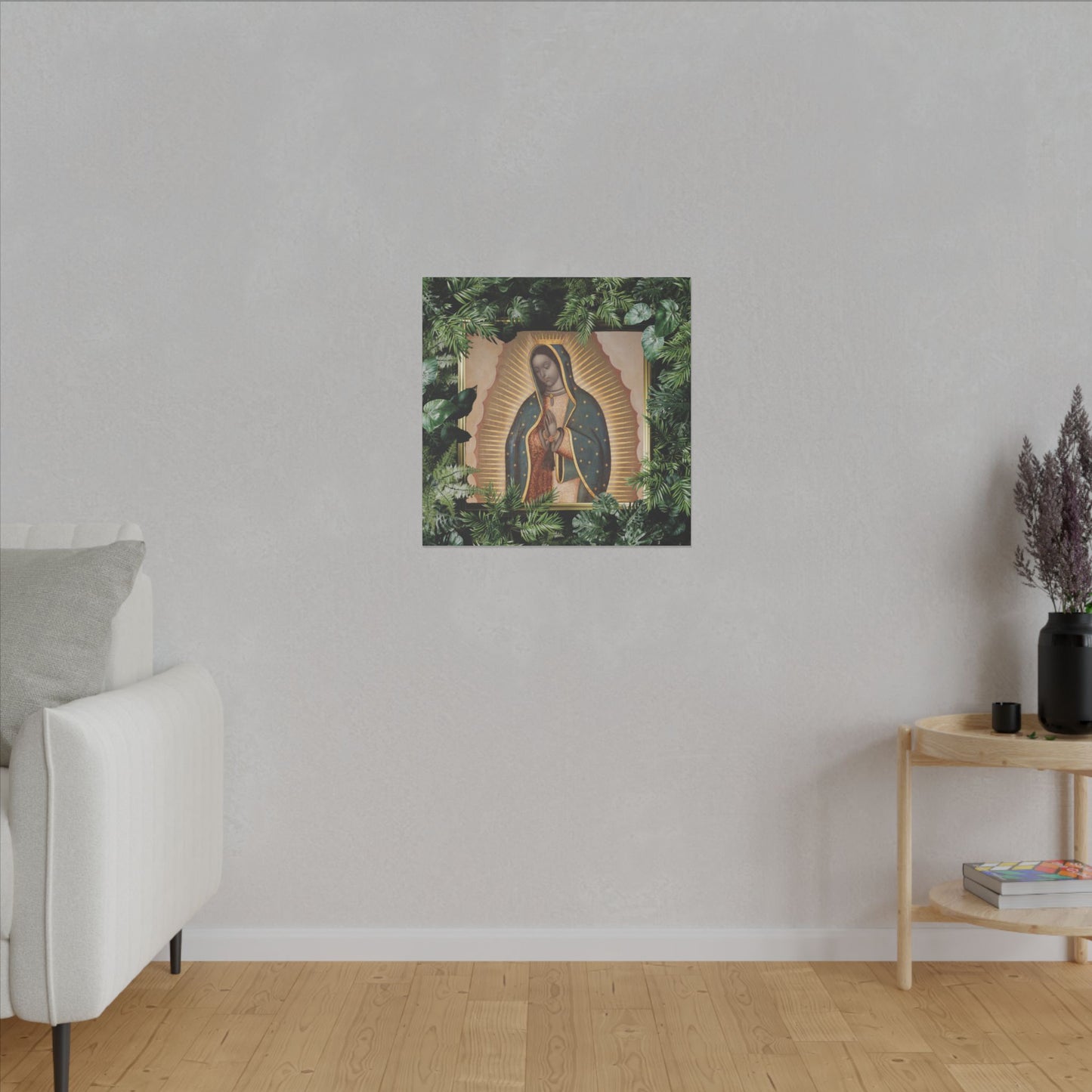 "Tropical Our Lady of Guadalupe" Religious Canvas Artwork - Stretched Canvas Print / Virgin Mary