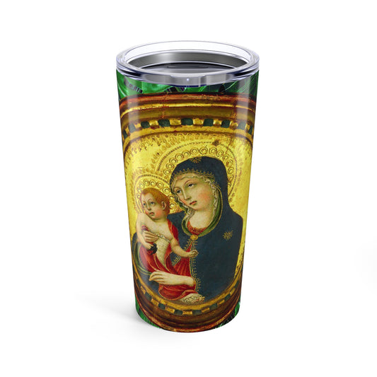 Religious Tumbler 20oz, Green, Tropical Stoclet Madonna