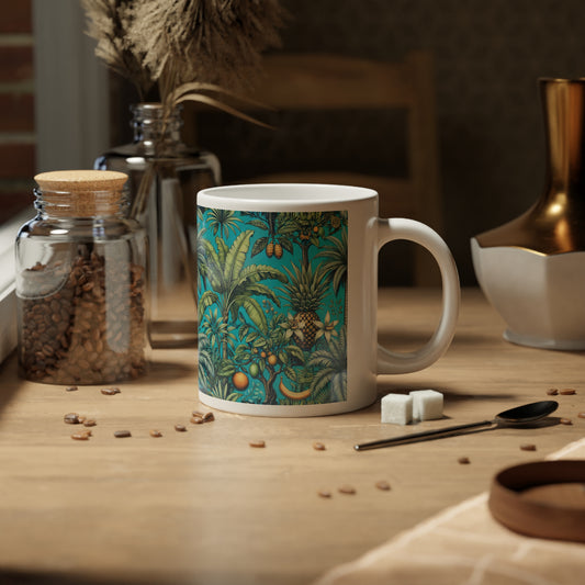 Jumbo Mug, 20oz, Monet Seashells | Palms & More Tropical Fruit, Turquoise