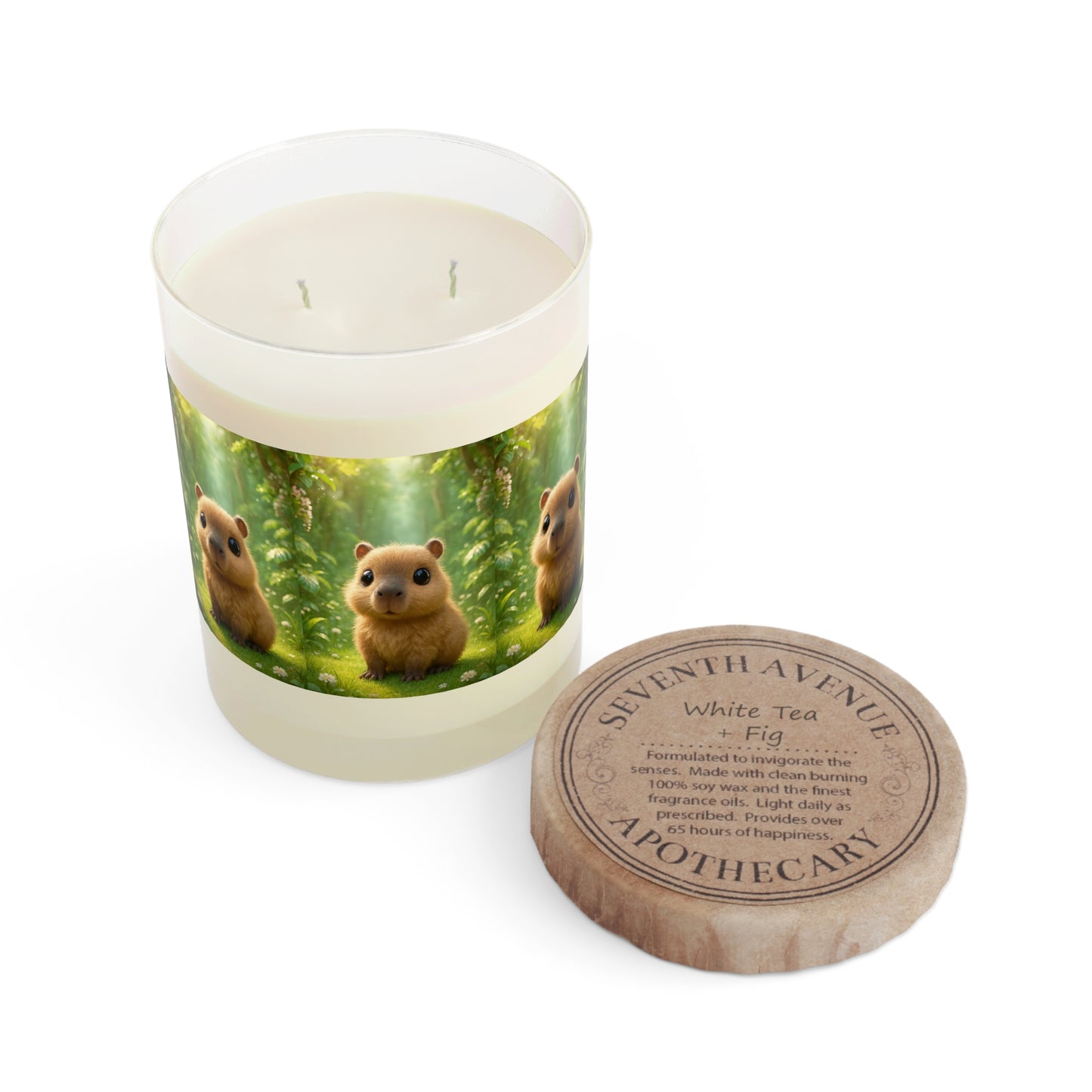 Baby Capybara Scented Candle - 11oz Full Glass, Tropical Decor