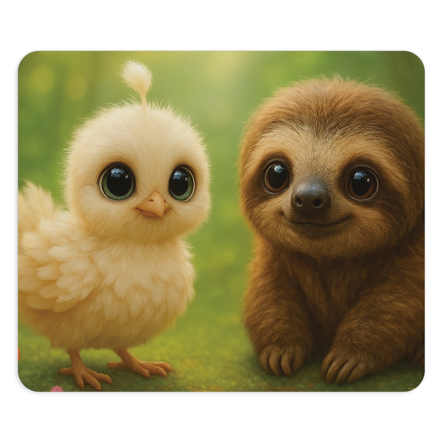 Tropical Mouse Pad, 2 Shapes - Beach Vibes for Home Office & Gamer / Baby White Peacock and Baby Capybara