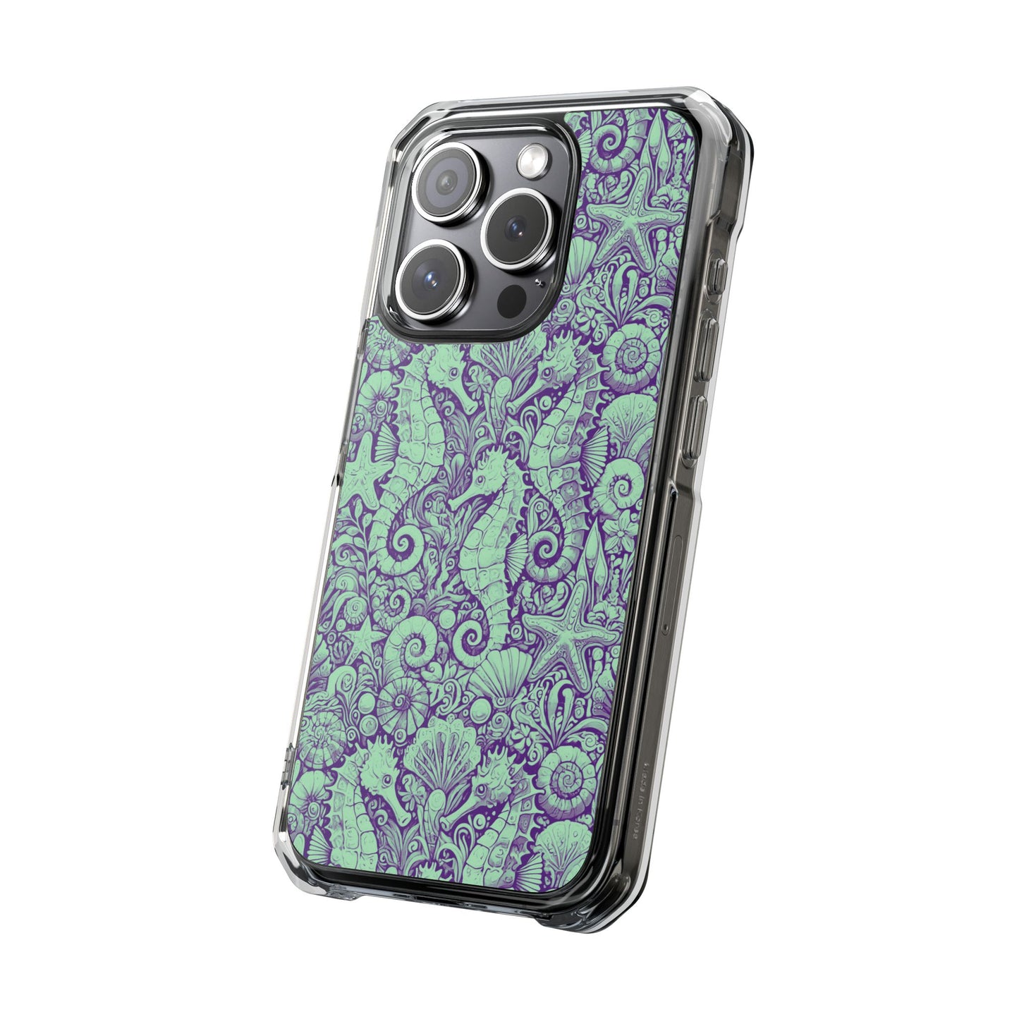 Seahorses/Minty Magnetic Clear Phone Case, Many Models