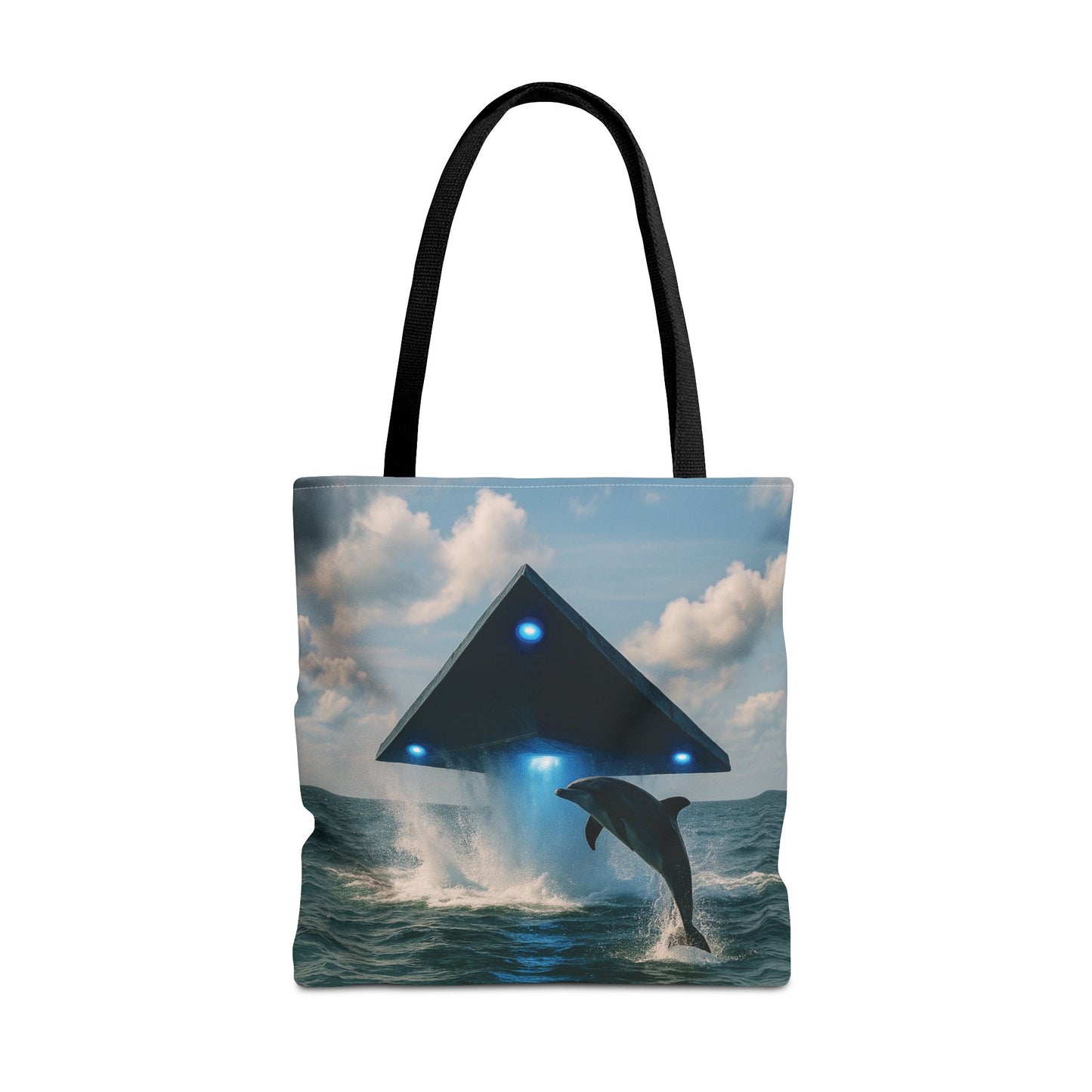 UFO and Dolphin in Ocean Tote Bag - 3 Sizes