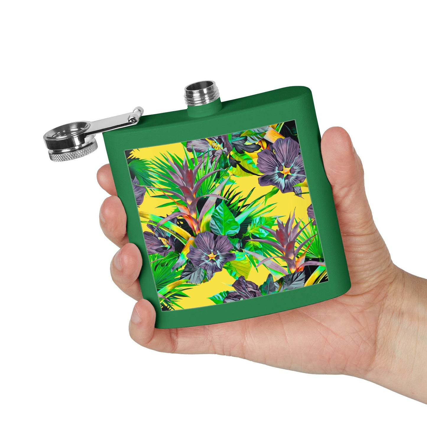 Tropical Stainless Steel 6 oz. Flask, Many Colors  – Plant Palooza Yellow