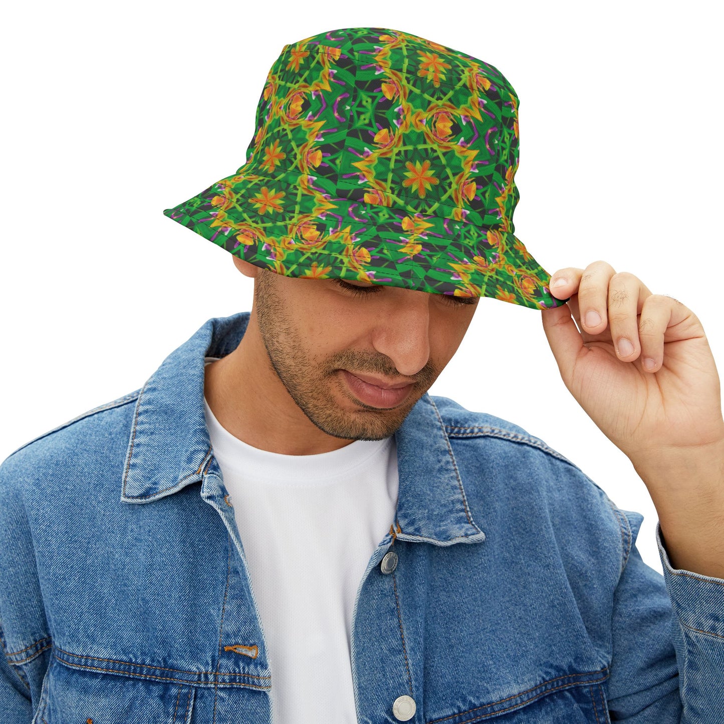 Tropical Polyester Bucket Hat, 2 Sizes - Orchid Kaleidoscope