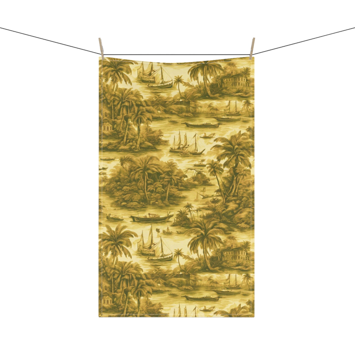 Tea Towels (cotton, poly), Tropical Toile, Gold