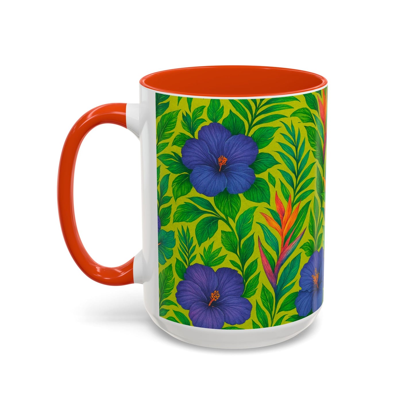 Vibrant Floral Coffee Mug - 11oz & 15oz / Midnight Flower Lime