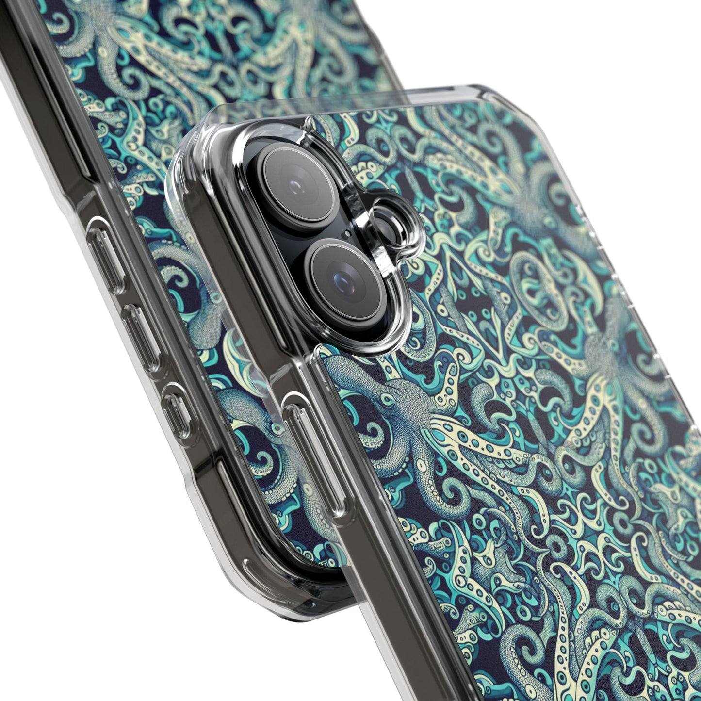 Twisted Aqua Octopus Magnetic Clear Phone Case, Many Models