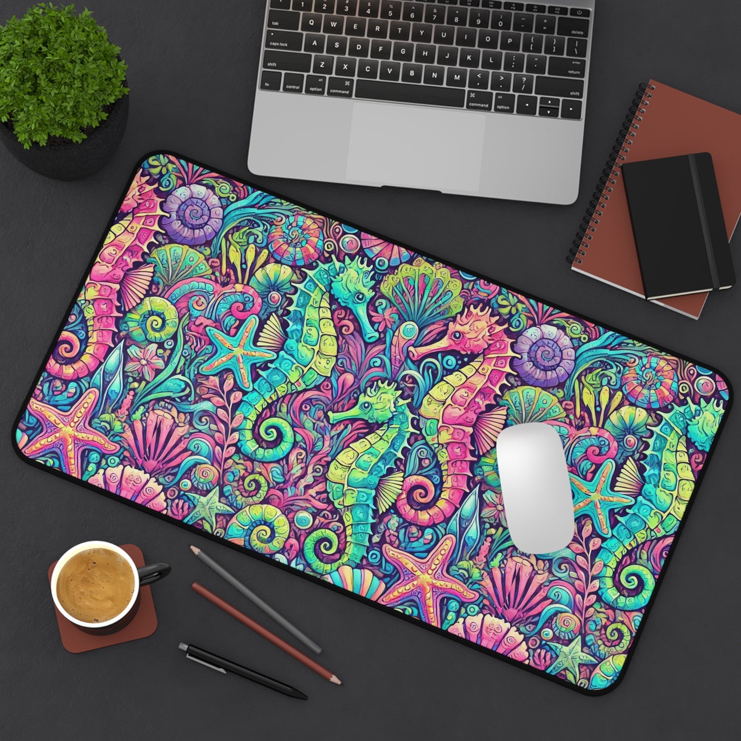 Tropical Mouse Pad/Desk Mat, 3 Sizes - Perfect for Home Office / Seahorses, Pop