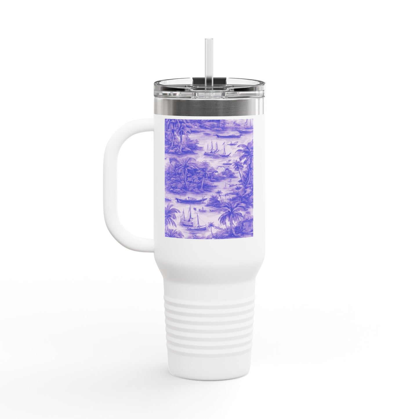 Insulated Travel Mug, 40oz / Tropical Toile, Amethyst - Perfect for Outdoor Adventures