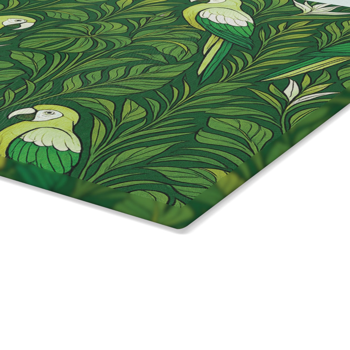 Glass Cutting Board, 2 sizes - Parrot Family, Lime