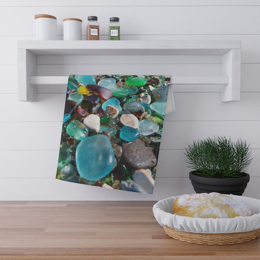 Tea Towels (cotton, poly), Beach Glass Along Shoreline