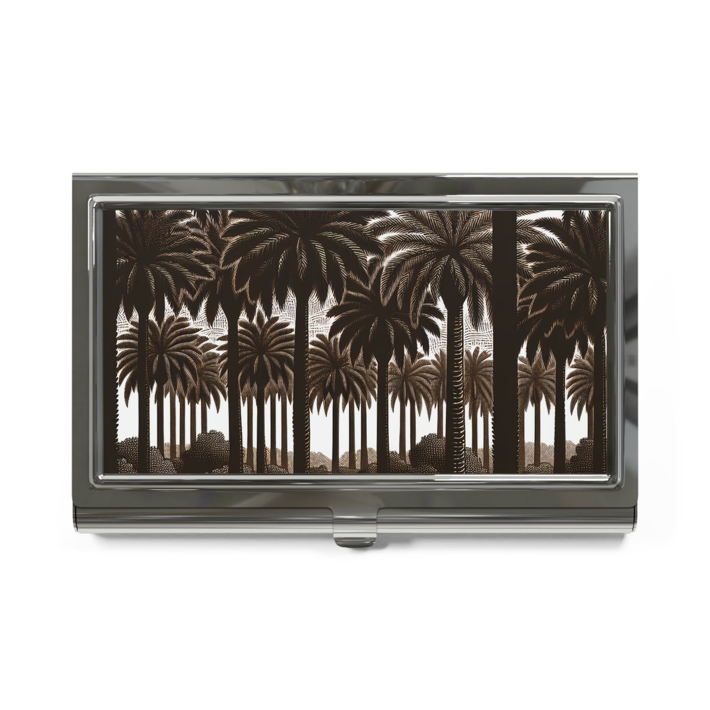 Business Card Holder - Woodcut Palm Grove