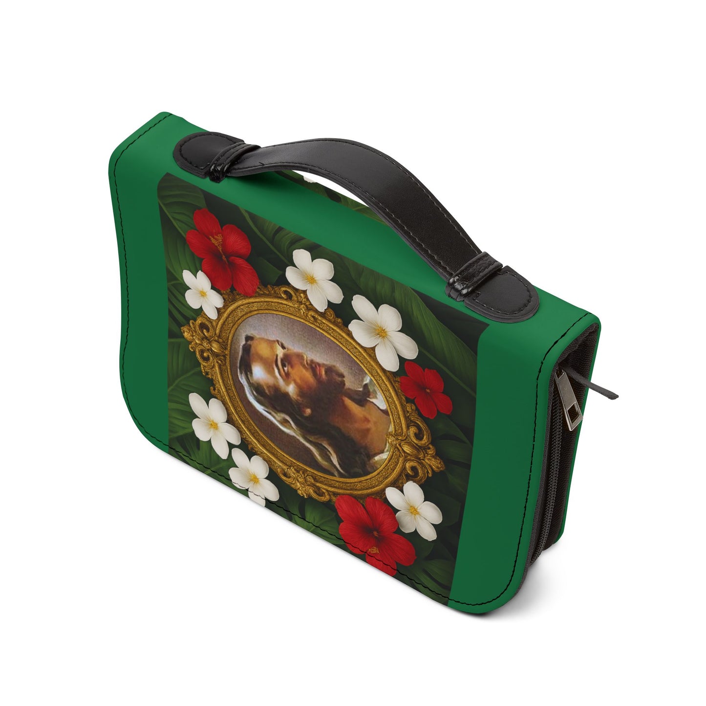 Tropical Jesus Bible Cover, Dark Green / Floral Bible Cover Protector, Church Accessories