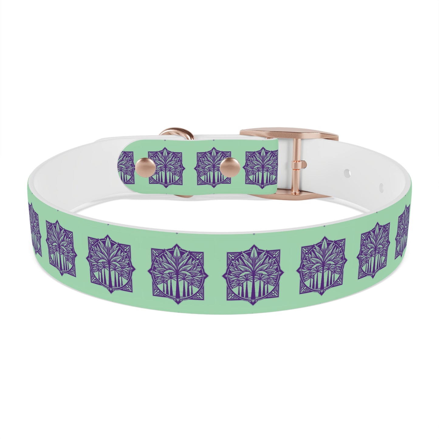 Dog Collar - Deco Palm Trees, Mint Green