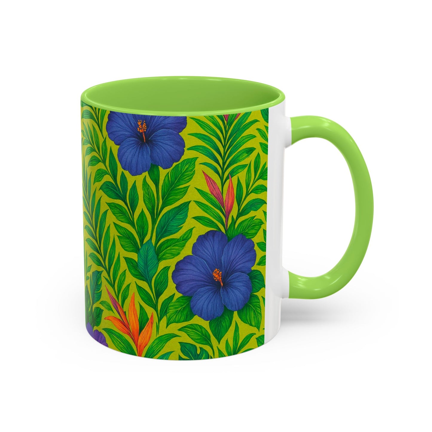 Vibrant Floral Coffee Mug - 11oz & 15oz / Midnight Flower Lime
