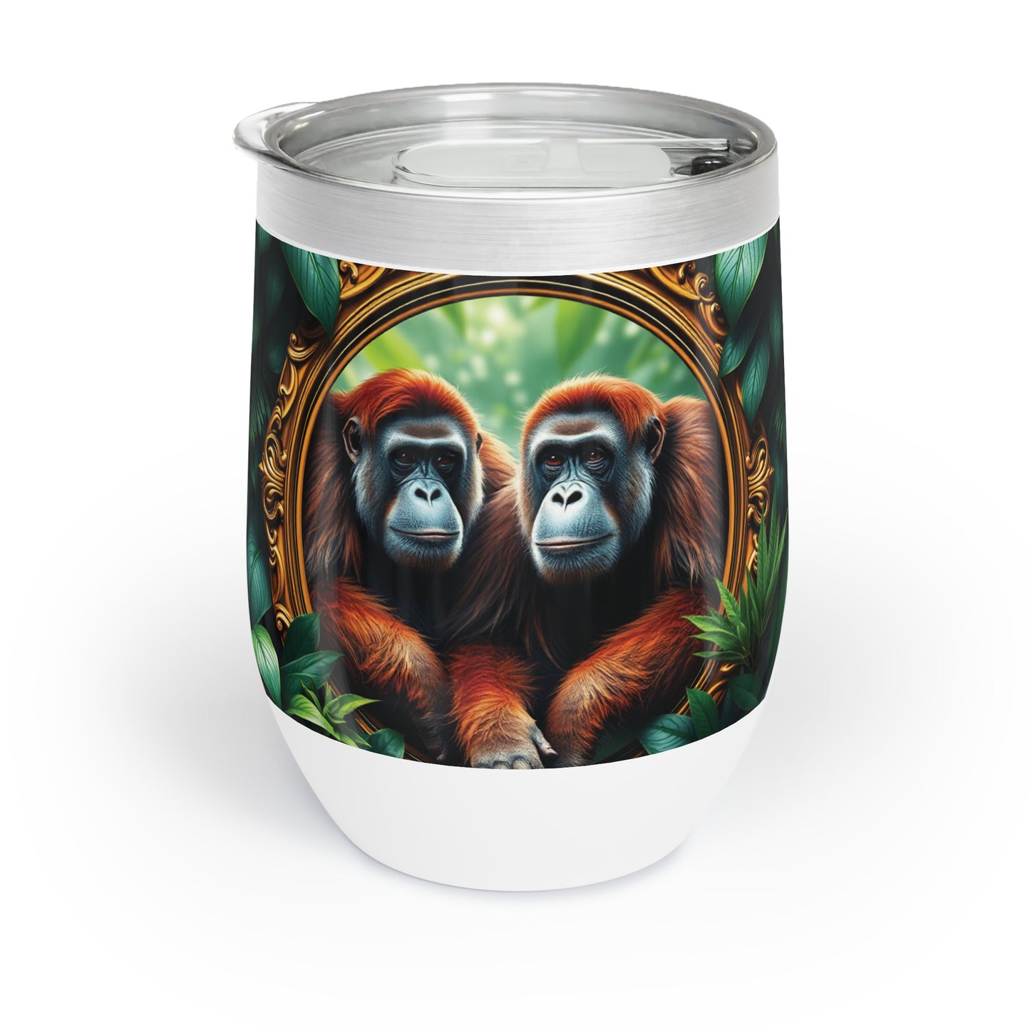 Chill Wine Tumbler with Rainforest Framed Orangutan Apes