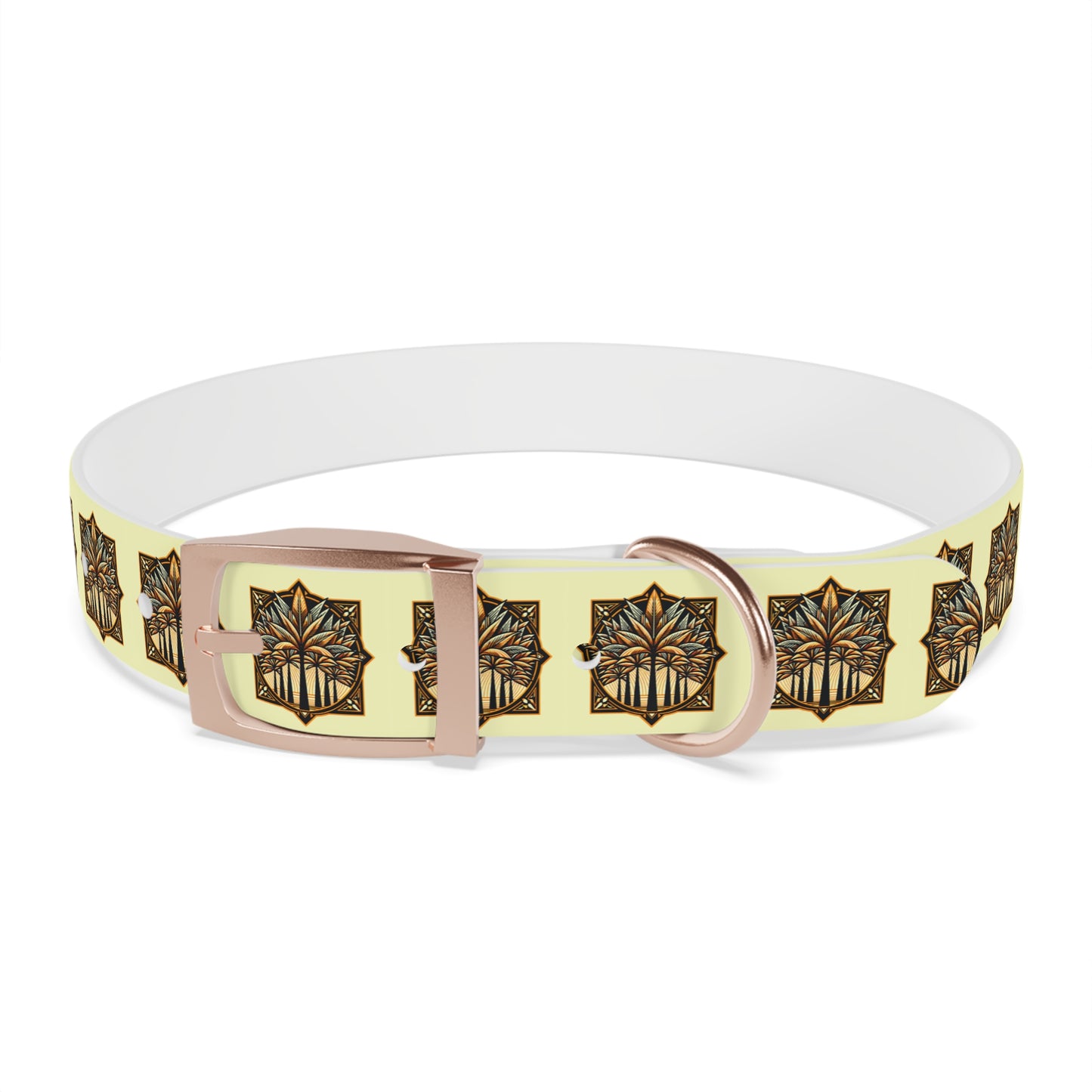 Dog Collar - Deco Palm Trees, Buttercream