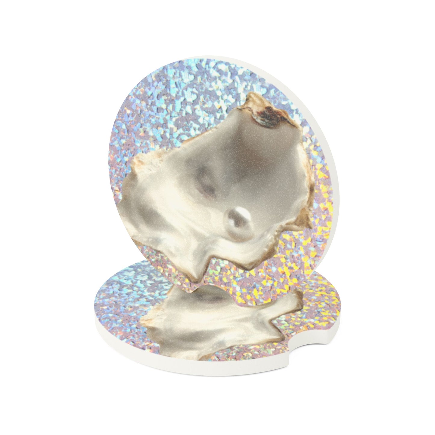 Soapstone Car Coaster - Disco White Pearl Oyster