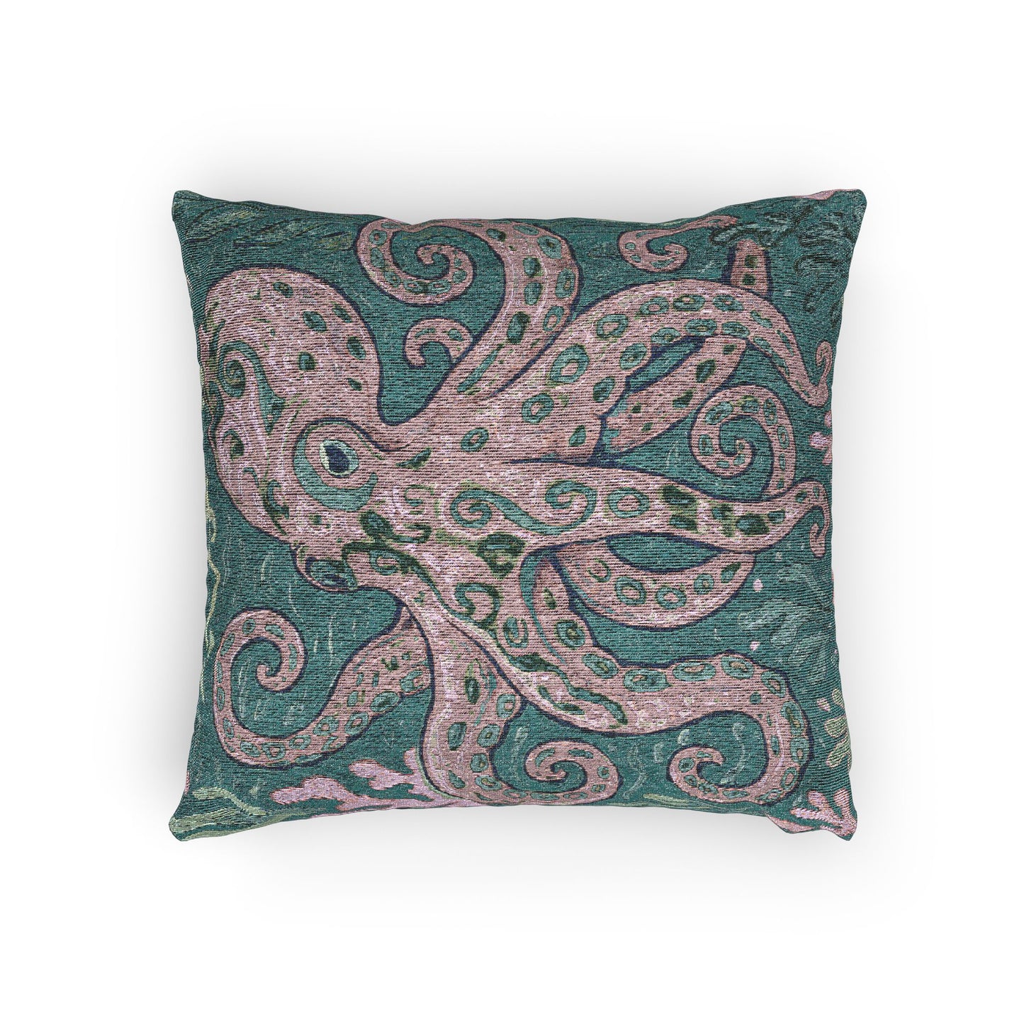 Woven Pillow, 17"W x 18"L ~ Octopus Kraken Joe, Purple