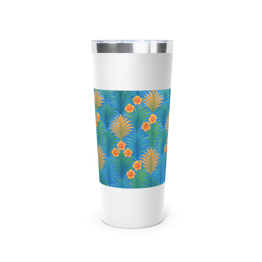 Copper Vacuum Insulated Tumbler, 22oz - Sunrise Palms/Blue