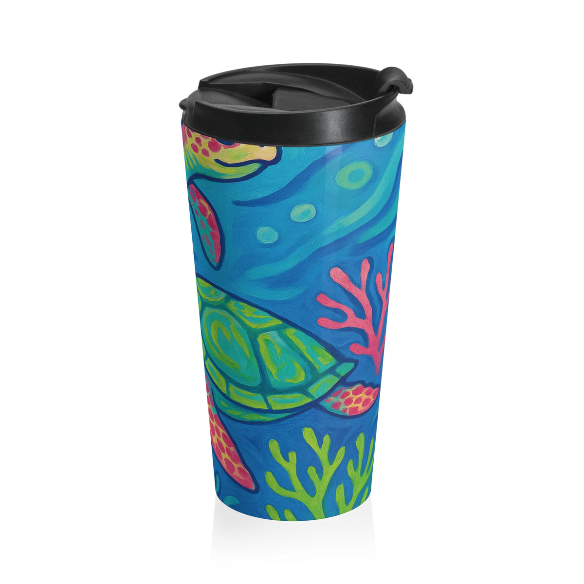 15 oz. Stainless Steel Travel Mug / Two Turtles