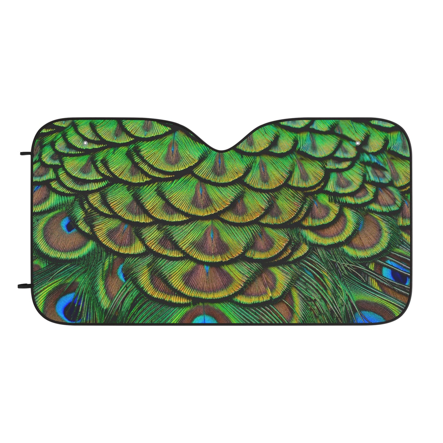 Tropical Car Sun Shades / Brilliant Green Peacock Feathers