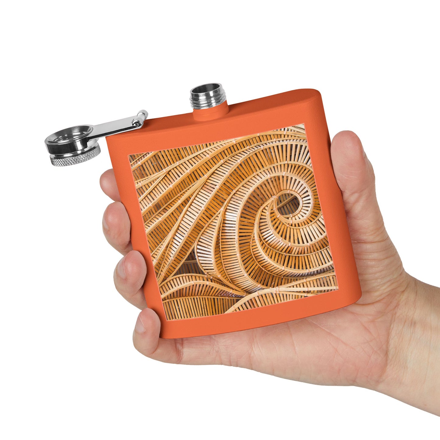 Tropical Stainless Steel 6 oz. Flask, Many Colors  – Natural Bamboo Spiral