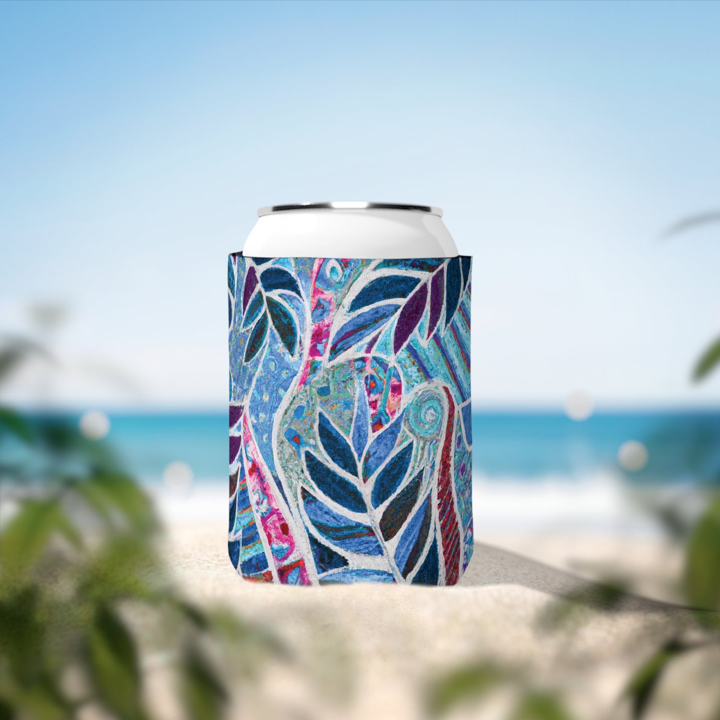 Amazon Whimsy/Blue Can Cooler Sleeve - Perfect for Outdoor Picnics