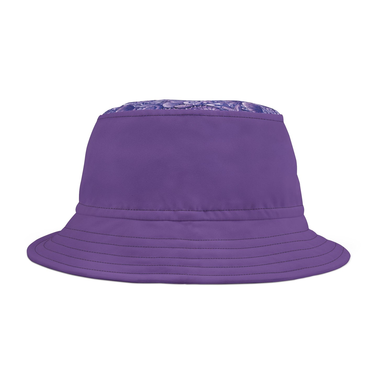 Tropical Polyester Bucket Hat, 2 Sizes - Seahorses Amethyst/Lt. Purple