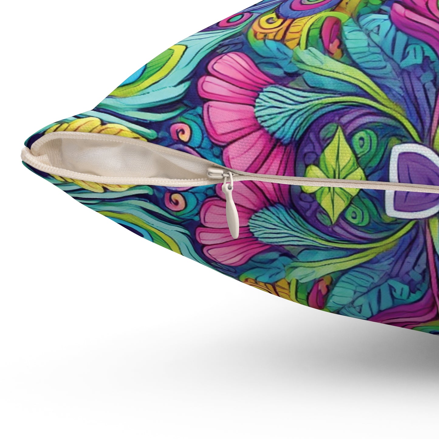 Spun Polyester Square Pillow - Rainforest Peacocks Pop