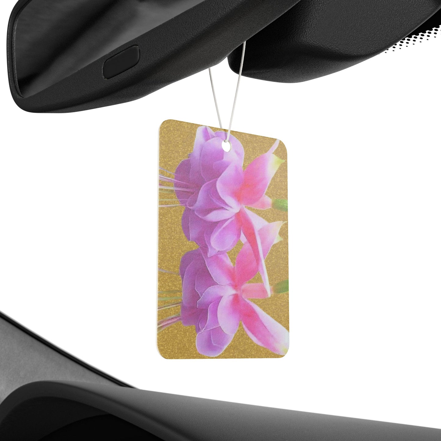 Car Air Freshener - Two Pink Fuchsias / Gold