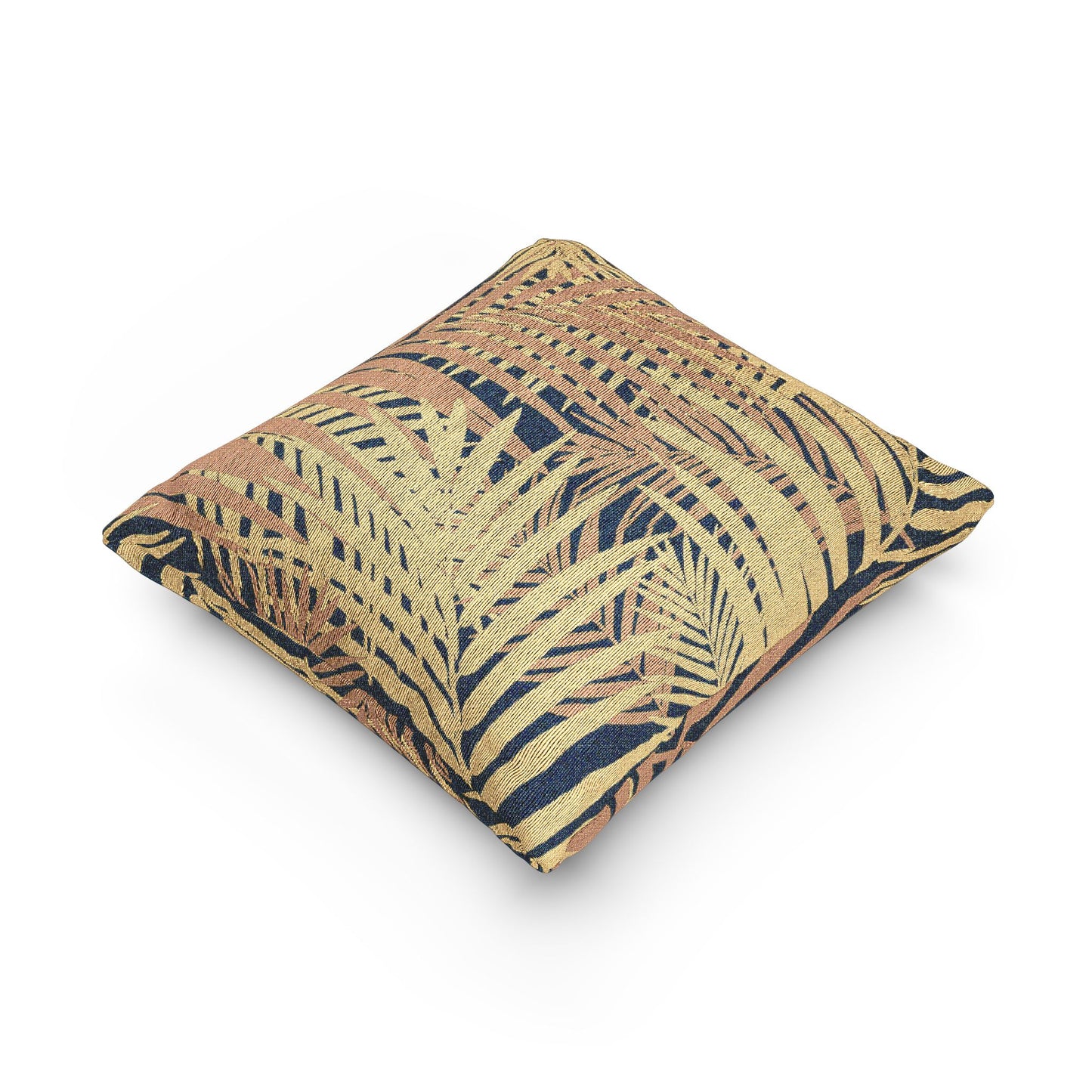 Woven Pillow, 17"W x 18"L ~ Gold Palm Leaves