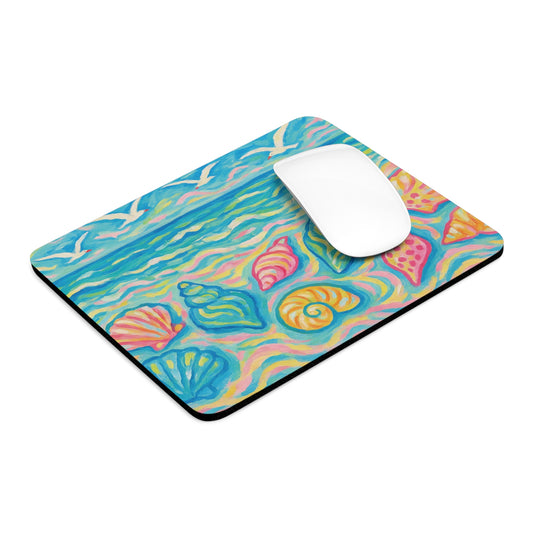 Tropical Mouse Pad, 2 Shapes - Beach Vibes for Home Office & Gamer / Glow Seashells