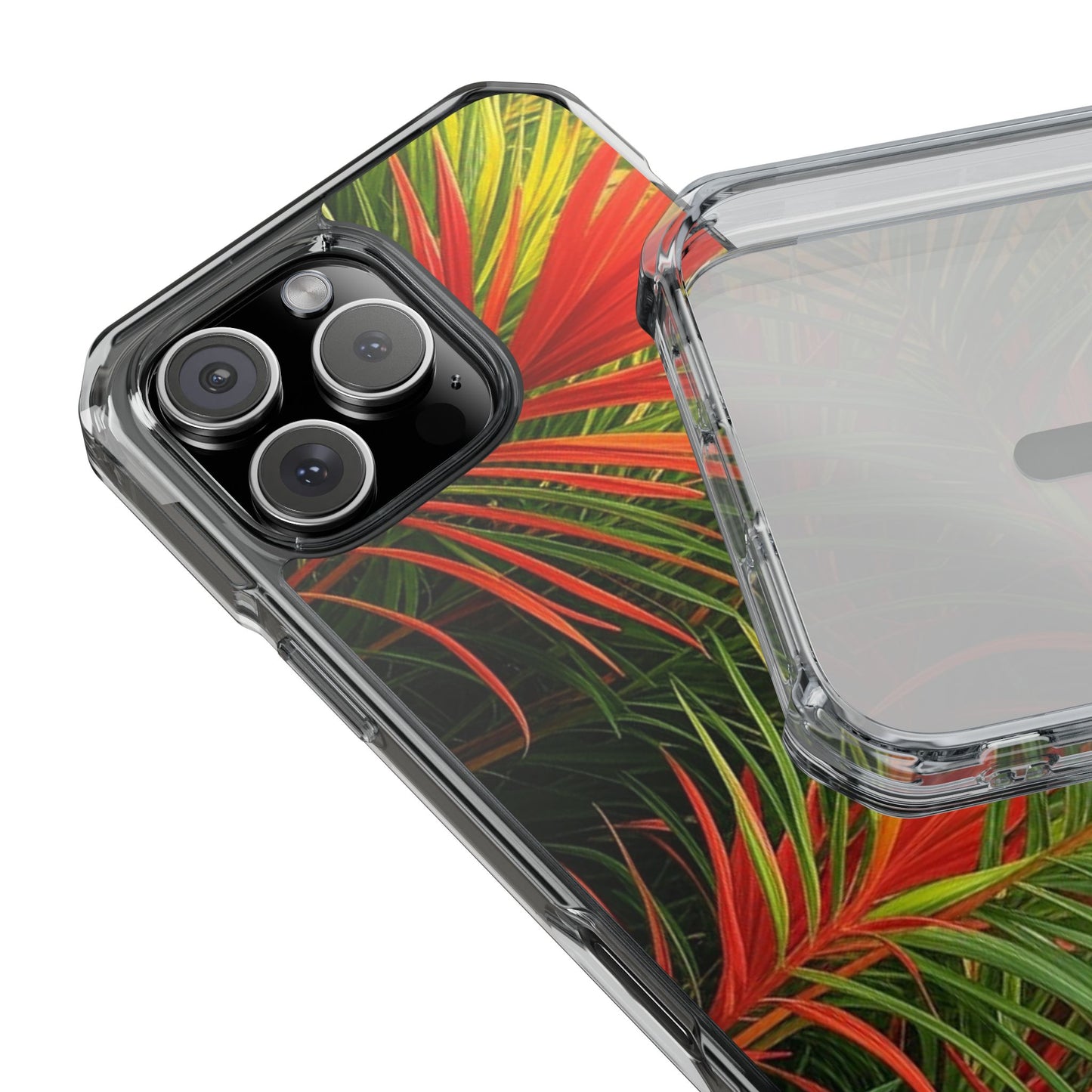Red Flame Palm Magnetic Clear Phone Case, Many Models