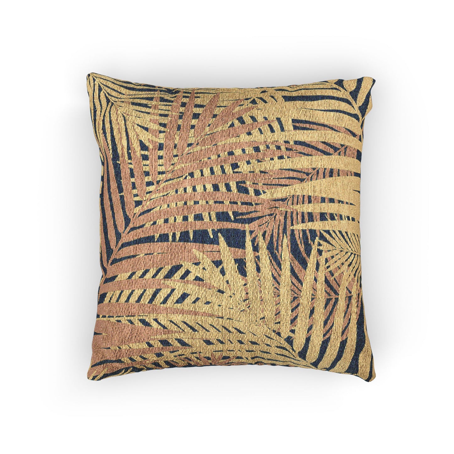 Woven Pillow, 17"W x 18"L ~ Gold Palm Leaves