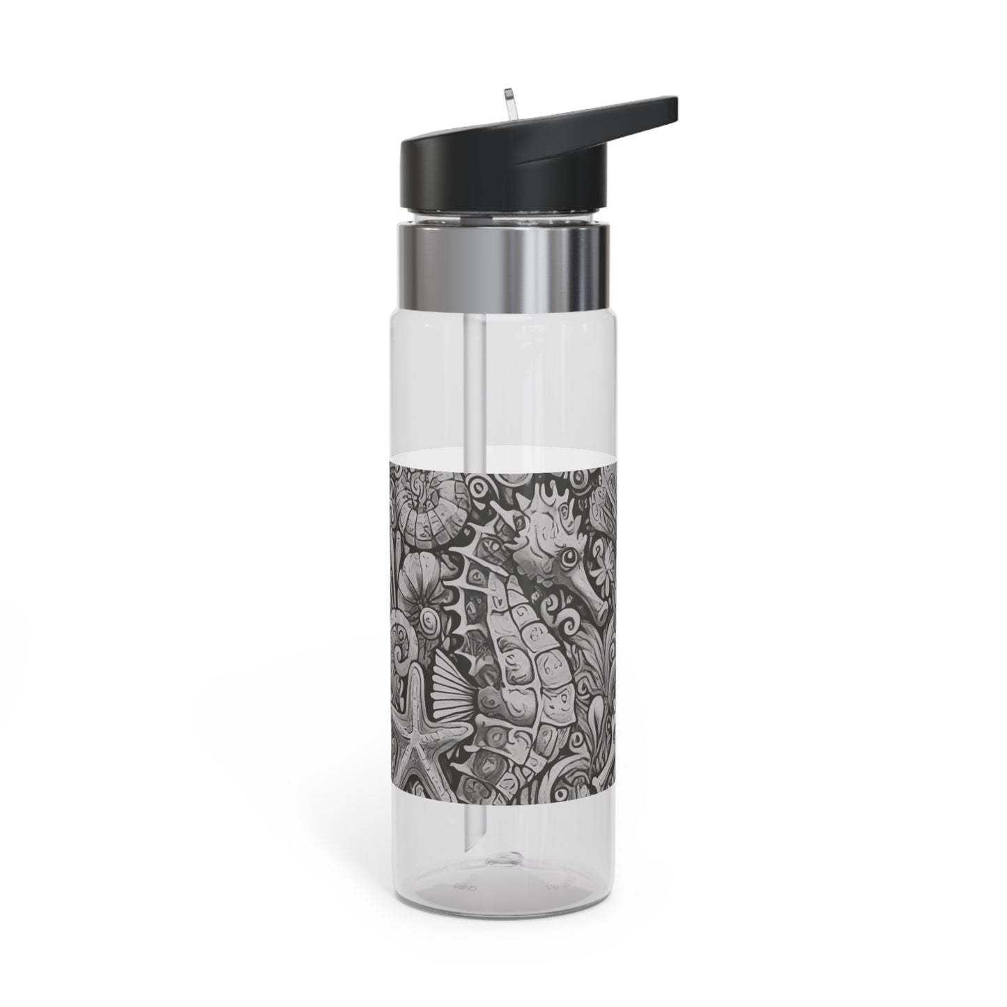 Tropical 20oz Tritan Sport Water Bottle -  Leakproof, Lightweight, BPA-Free / Seahorse Trio, Noir Macro
