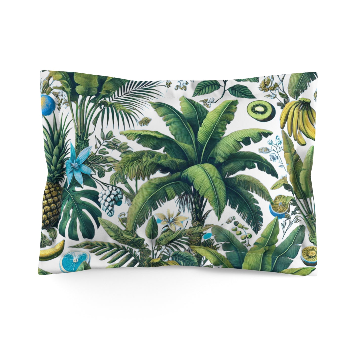 Microfiber Pillow Sham, 2 Sizes | Tropical Vibes for Relaxation / More Tropical Fruit, White