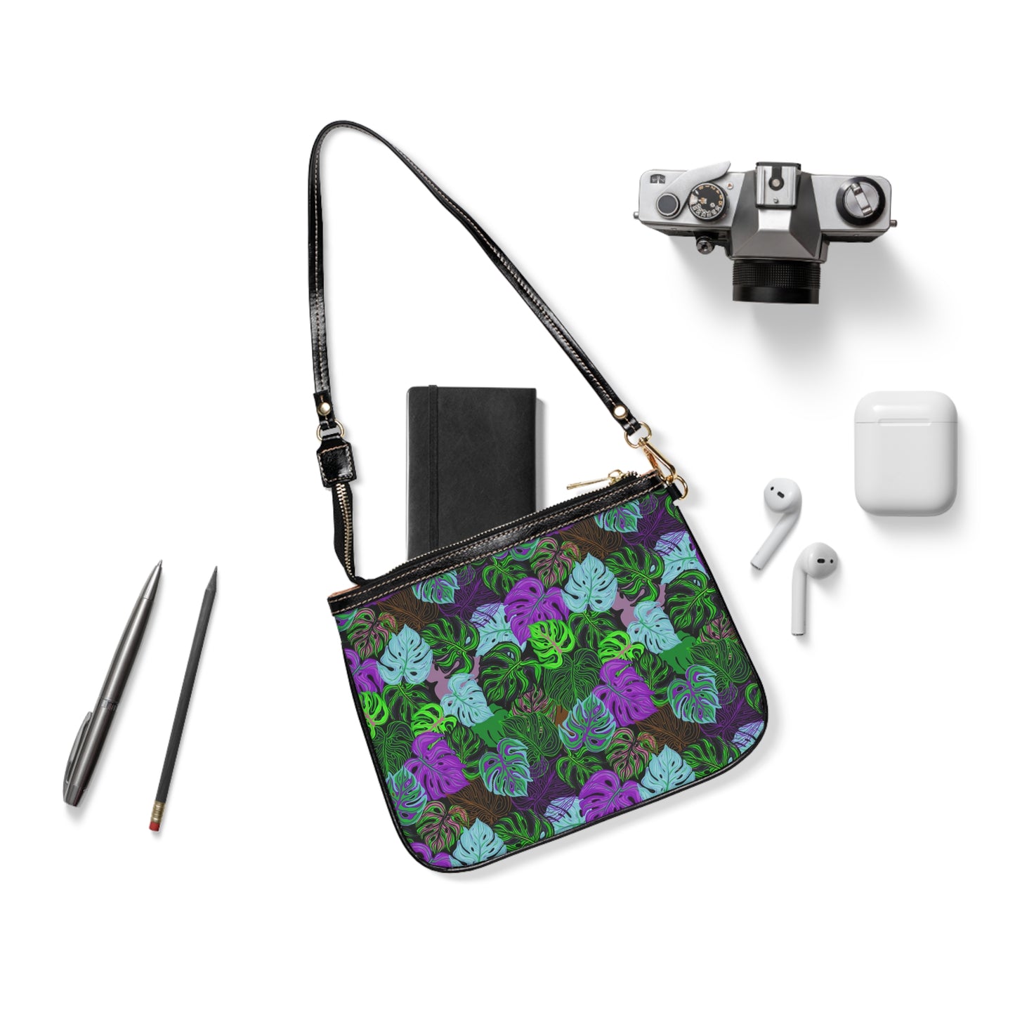 Tropical Small Shoulder Bag | Stylish Crossbody Purse / Monstera Party