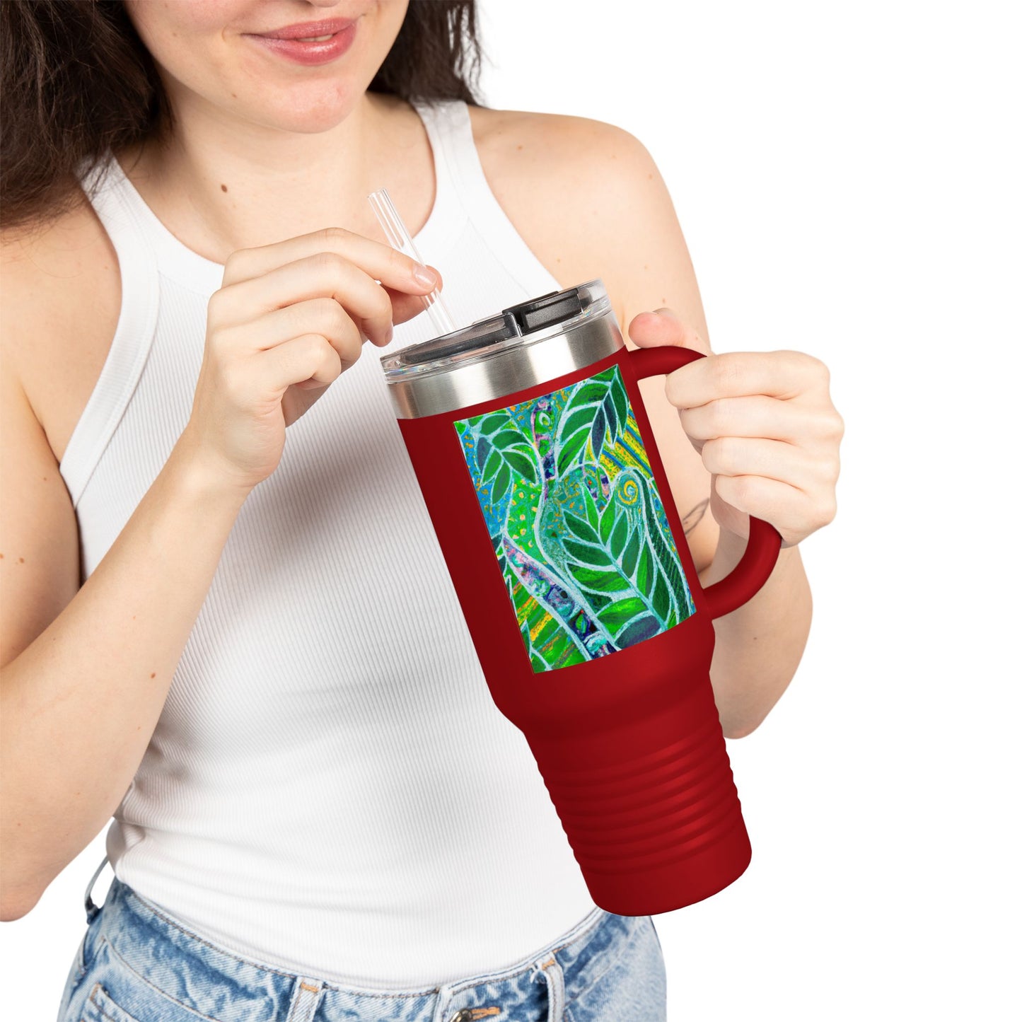 Amazon Whimsy/Green Insulated Travel Mug - 40oz - Perfect for Outdoor Adventures