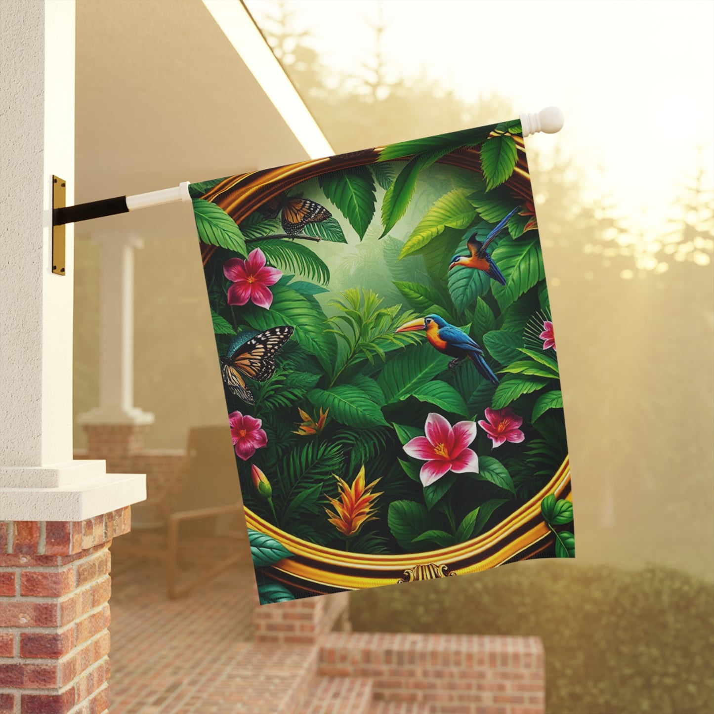 Tropical Garden Flag  - Perfect for Outdoor Decor / Framed Rainforest