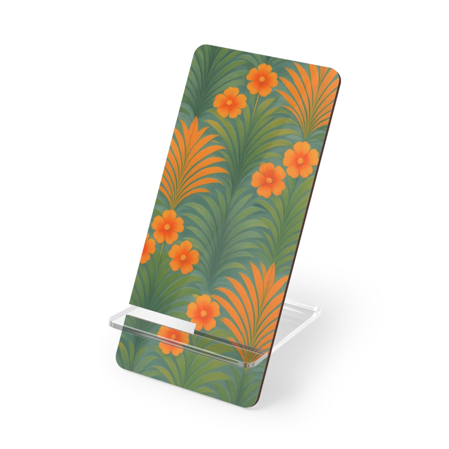 Stylish Smartphone Display Stand with Iconic Artwork - Sunrise Palms/Orange