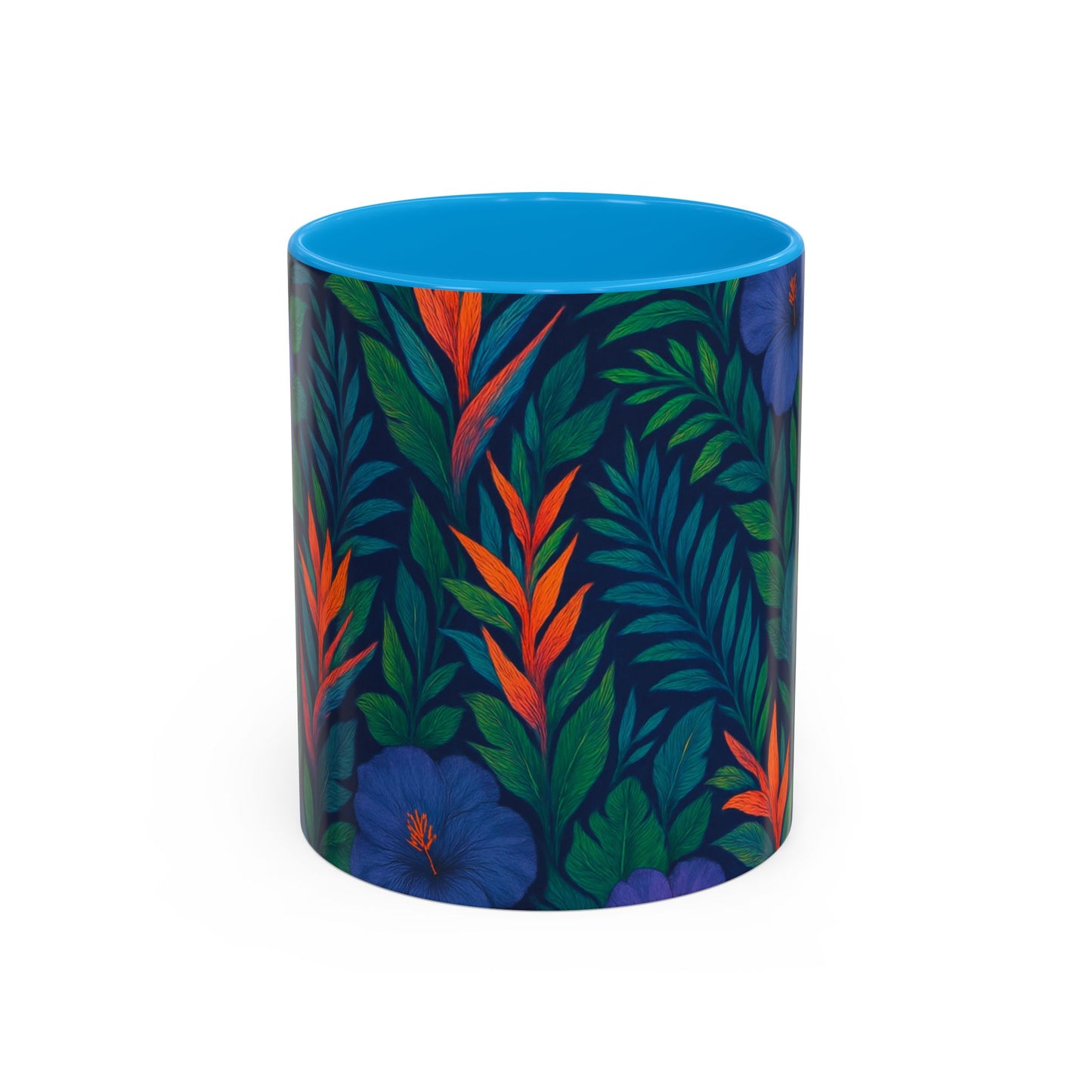 Vibrant Floral Coffee Mug - 11oz & 15oz / Midnight Flower Coral