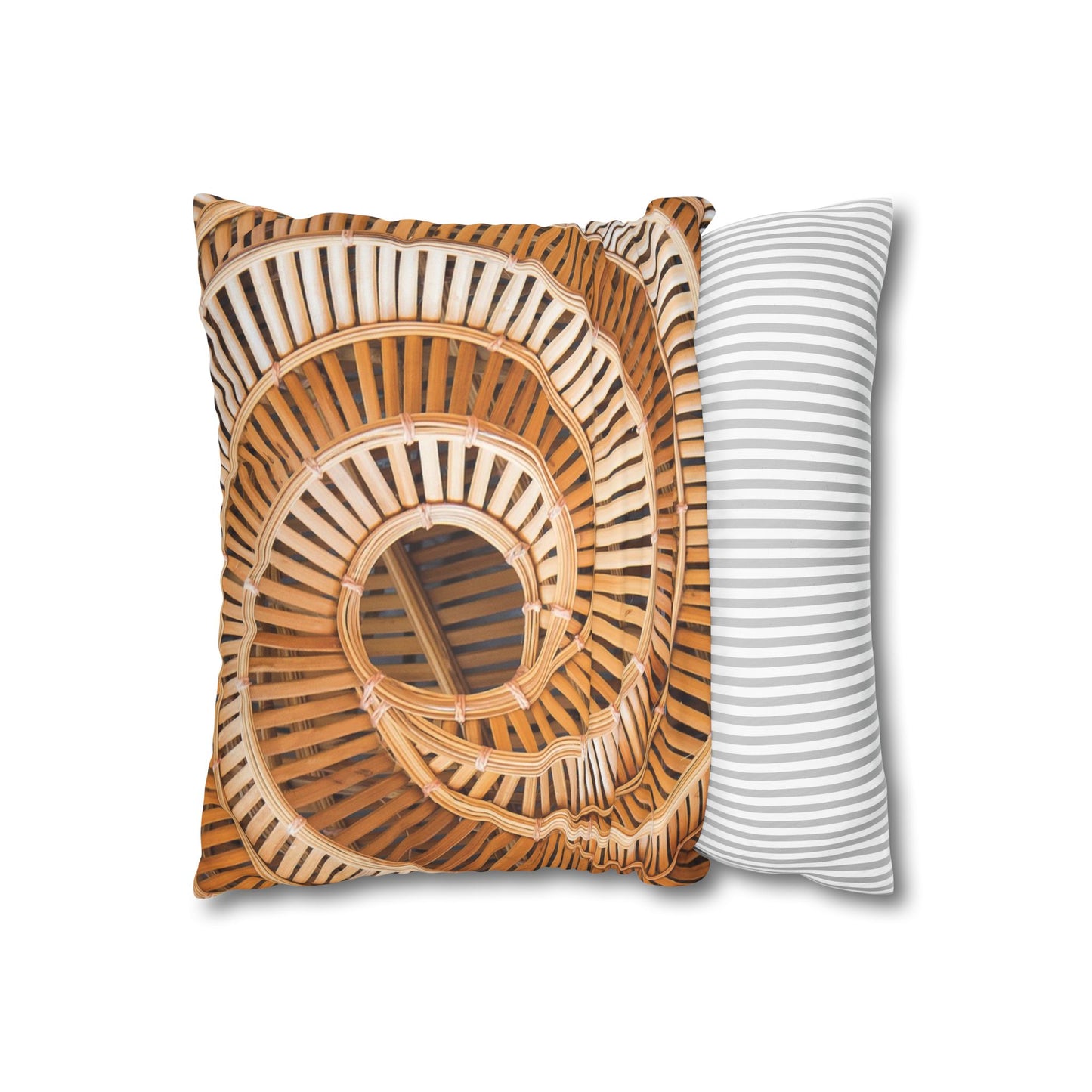 Faux Suede Square Pillowcase - Natural Bamboo Spiral